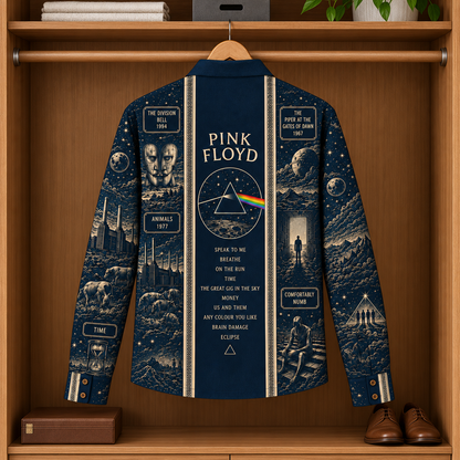Pink Floyd Dark Side Long Sleeve Shirt – Vintage Album Tribute Button Up, The Wall & Animals Rock Shirt, Psychedelic Classic Rock Gift