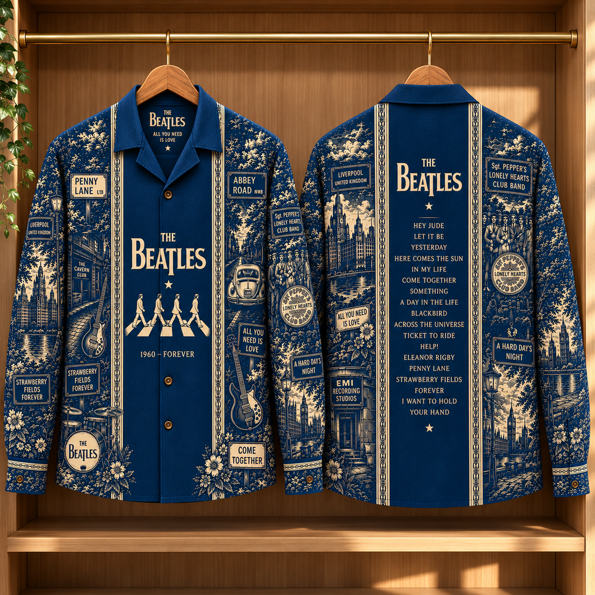 The Beatles Long Sleeve Shirt – Abbey Road, Penny Lane & Sgt. Pepper Vintage Button Up, Retro Liverpool Rock Band Shirt, Beatles Fan Gift