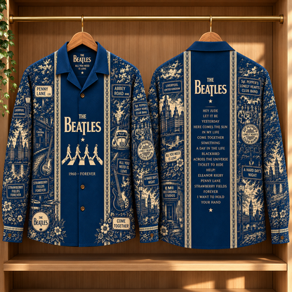 The Beatles Long Sleeve Shirt – Abbey Road, Penny Lane & Sgt. Pepper Vintage Button Up, Retro Liverpool Rock Band Shirt, Beatles Fan Gift