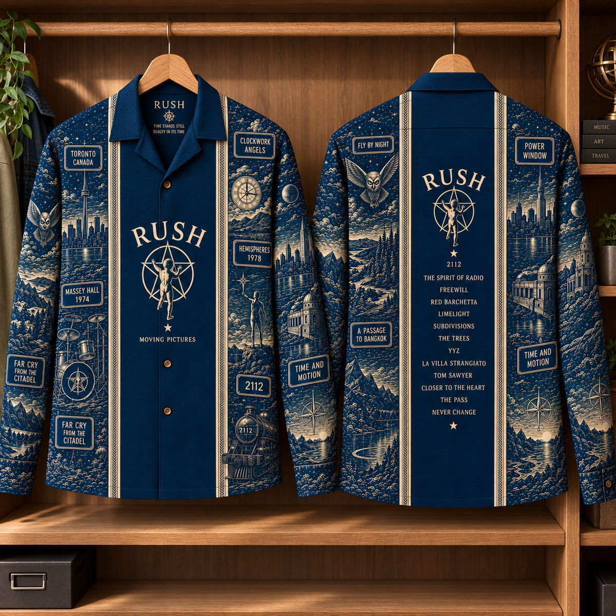 Rush Long Sleeve Shirt – 2112, Moving Pictures & Clockwork Angels Vintage Button Up, Progressive Rock Band Shirt, Rush Fan Gift