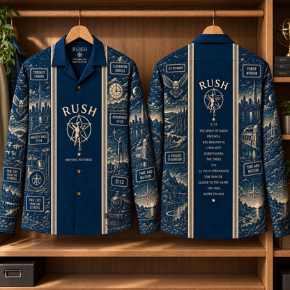 Rush Long Sleeve Shirt – 2112, Moving Pictures & Clockwork Angels Vintage Button Up, Progressive Rock Band Shirt, Rush Fan Gift