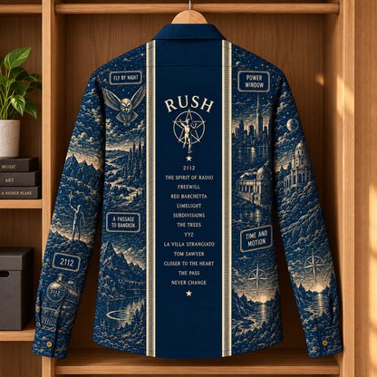 Rush Long Sleeve Shirt – 2112, Moving Pictures & Clockwork Angels Vintage Button Up, Progressive Rock Band Shirt, Rush Fan Gift