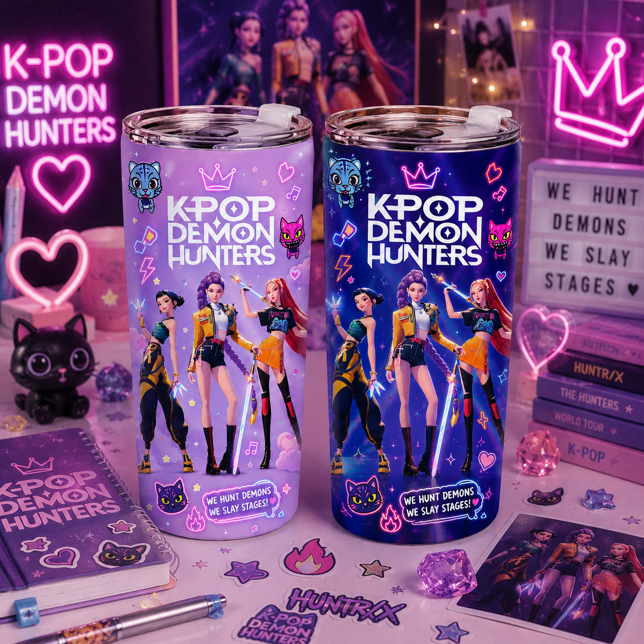 KPop Demon Hunters 20oz Tumbler – Stainless Steel Cute Travel Mug, Back To School K-Pop Fan Gift