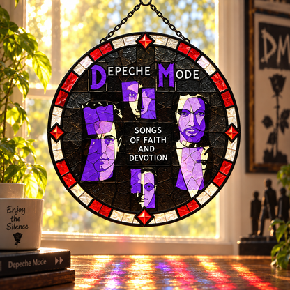 Depeche Mode Suncatcher, 9 Album Stained Glass Window Hanging, Violator Ultra Music for the Masses Gothic Synth Pop Gift