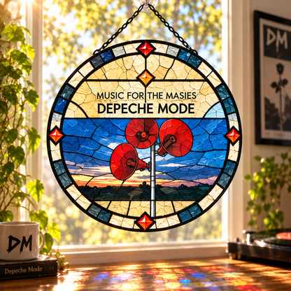 Depeche Mode Suncatcher, 9 Album Stained Glass Window Hanging, Violator Ultra Music for the Masses Gothic Synth Pop Gift