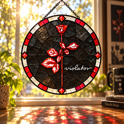 Depeche Mode Suncatcher, 9 Album Stained Glass Window Hanging, Violator Ultra Music for the Masses Gothic Synth Pop Gift