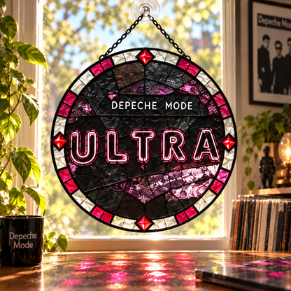 Depeche Mode Suncatcher, 9 Album Stained Glass Window Hanging, Violator Ultra Music for the Masses Gothic Synth Pop Gift