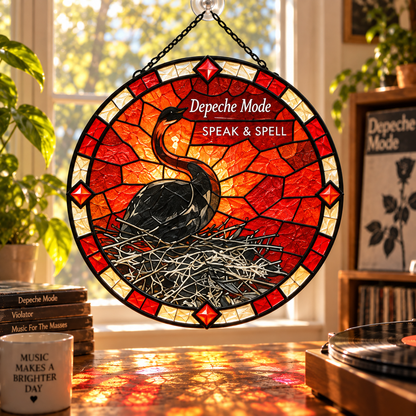 Depeche Mode Suncatcher, 9 Album Stained Glass Window Hanging, Violator Ultra Music for the Masses Gothic Synth Pop Gift