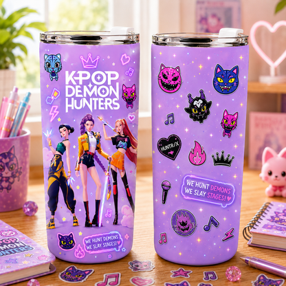 KPop Demon Hunters 20oz Tumbler – Stainless Steel Cute Travel Mug, Back To School K-Pop Fan Gift