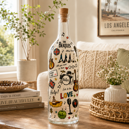 The Beatles Bottle Lamp – Abbey Road & Let It Be Night Light, Classic Rock Decor Gift for Beatles Fans