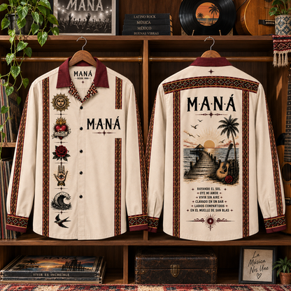 Maná Long Sleeve Shirt – Mexican Latin Rock Button Up, Rayando el Sol & Oye Mi Amor Vintage Music Shirt, Maná Fan Gift