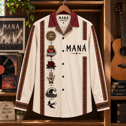 Maná Long Sleeve Shirt – Mexican Latin Rock Button Up, Rayando el Sol & Oye Mi Amor Vintage Music Shirt, Maná Fan Gift