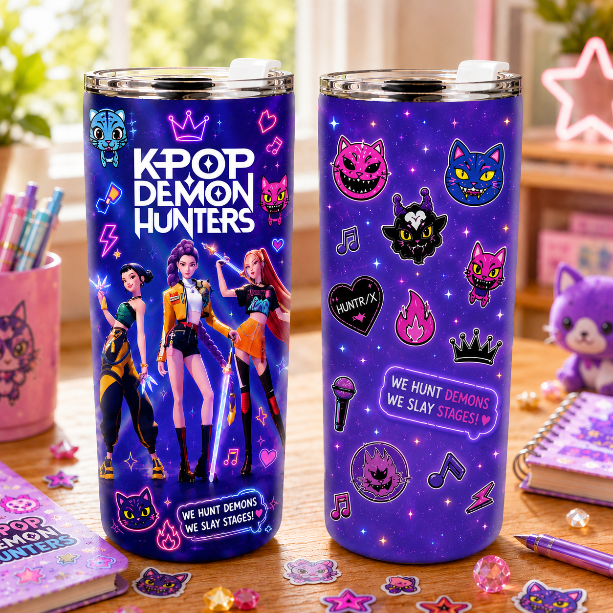 KPop Demon Hunters 20oz Tumbler – Stainless Steel Cute Travel Mug, Back To School K-Pop Fan Gift