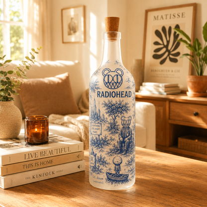 Radiohead Bottle Lamp – Handmade LED Bottle Lamp, Indie Rock Night Light Gift for Radiohead Fans