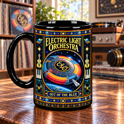 Electric Light Orchestra Mug, Out of the Blue Mr. Blue Sky Ceramic Coffee Mug, ELO Classic Rock Music Gift
