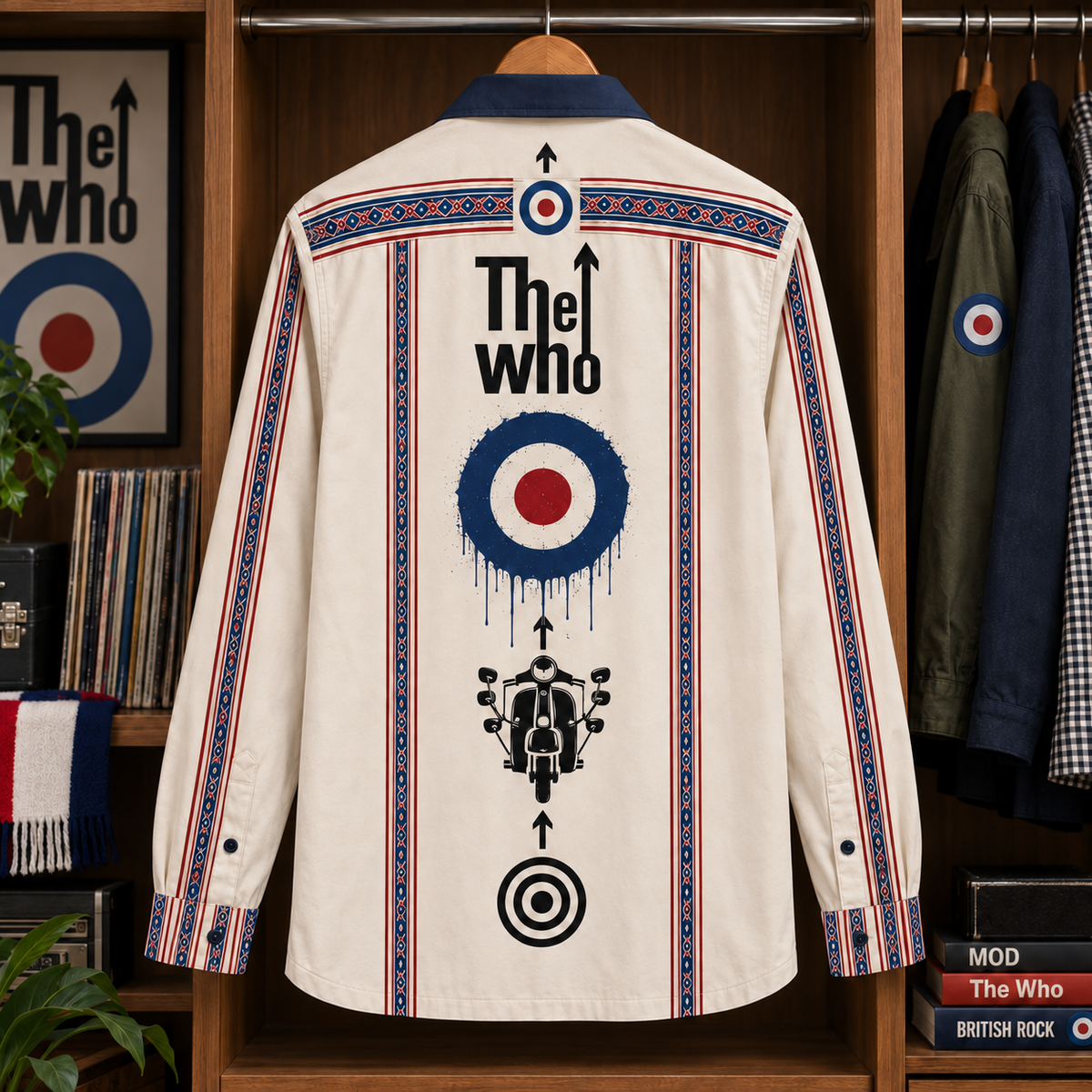 The Who Long Sleeve Shirt – Mod 1964 Target Logo Button Up, British Invasion Classic Rock Shirt, Retro UK Music Fan Gift