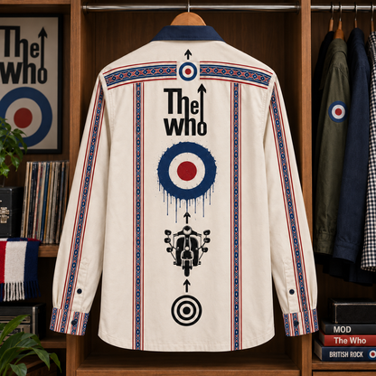 The Who Long Sleeve Shirt – Mod 1964 Target Logo Button Up, British Invasion Classic Rock Shirt, Retro UK Music Fan Gift