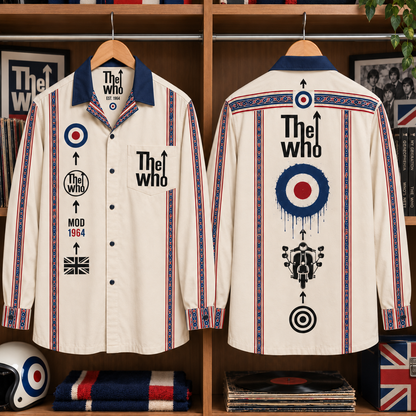 The Who Long Sleeve Shirt – Mod 1964 Target Logo Button Up, British Invasion Classic Rock Shirt, Retro UK Music Fan Gift