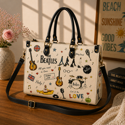 The Beatles Sketch Icon Handbag, Tote Bag and Wallet Set, Abbey Road Classic Rock Accessories, Music Lover Gift