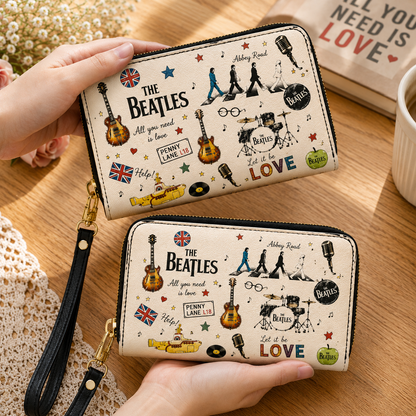 The Beatles Sketch Icon Handbag, Tote Bag and Wallet Set, Abbey Road Classic Rock Accessories, Music Lover Gift