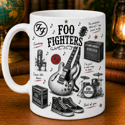 Foo Fighters Sketch Coffee Mug Best of You Mug, Rock Band Fan Gift, Alternative Rock Ceramic Cup