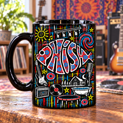 Phish Graffiti Mug, Bouncing Around the Room You Enjoy Myself Coffee Cup, Psychedelic Jam Band Street Art Gift