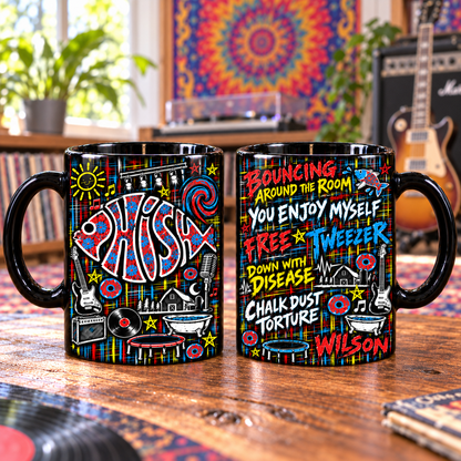 Phish Graffiti Mug, Bouncing Around the Room You Enjoy Myself Coffee Cup, Psychedelic Jam Band Street Art Gift
