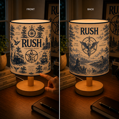 Rush Fabric Table Lamp – Music Room Decor Wooden Bedside Lamp Gift