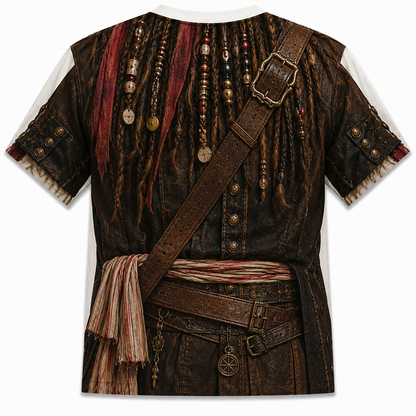 Pirate Captain 3D All Over Print T-Shirt – Jack Sparrow Inspired Costume Shirt, Caribbean Pirate Cosplay Graphic Tee, Halloween & Cruise Vacation Gift