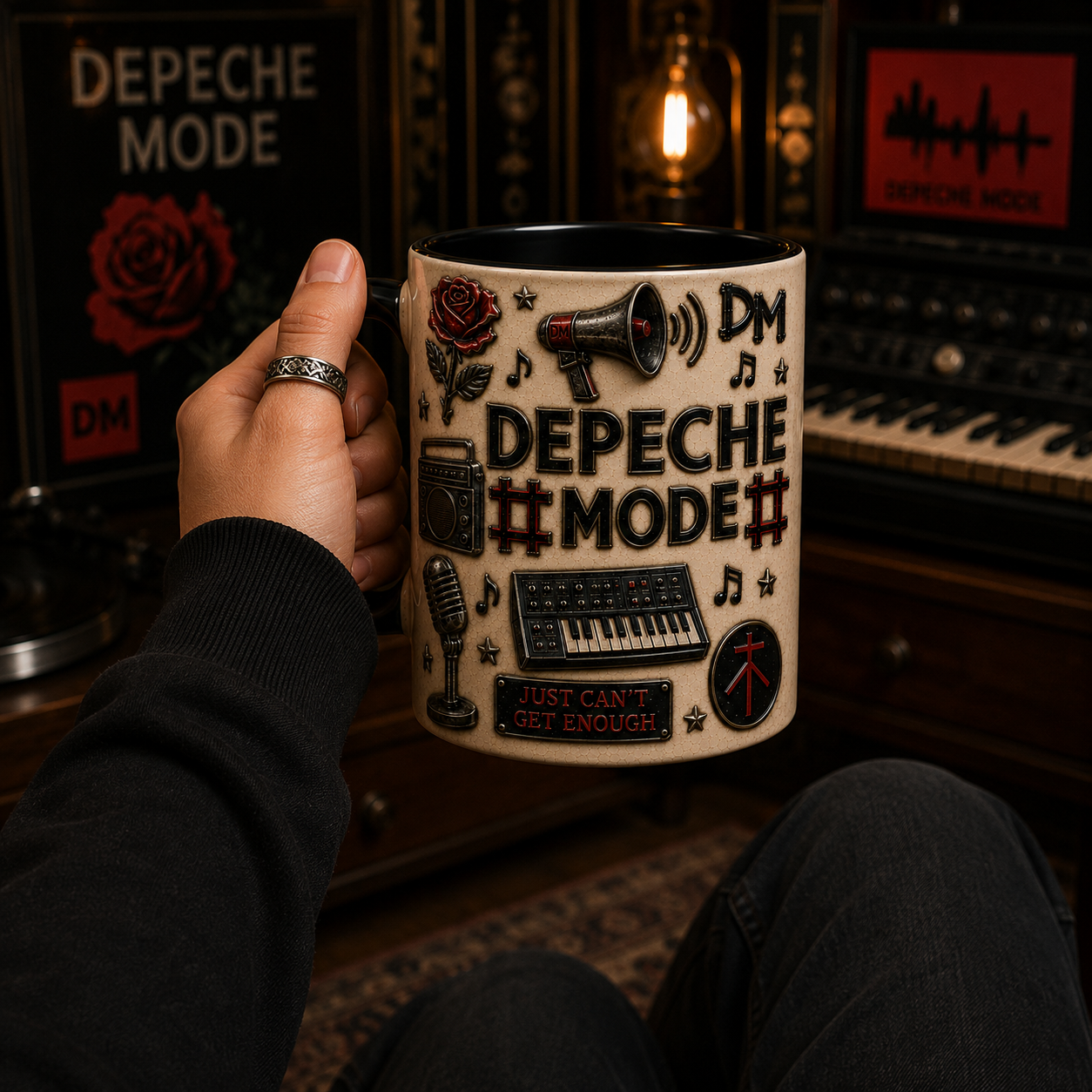 Depeche Mode Mug – Just Can’t Get Enough Synth-Pop Coffee Cup, Retro New Wave Music Gift for Fans