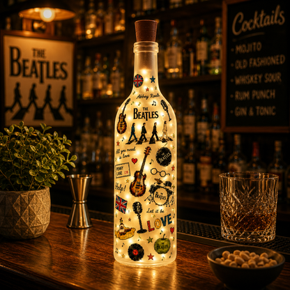 The Beatles Bottle Lamp – Abbey Road & Let It Be Night Light, Classic Rock Decor Gift for Beatles Fans