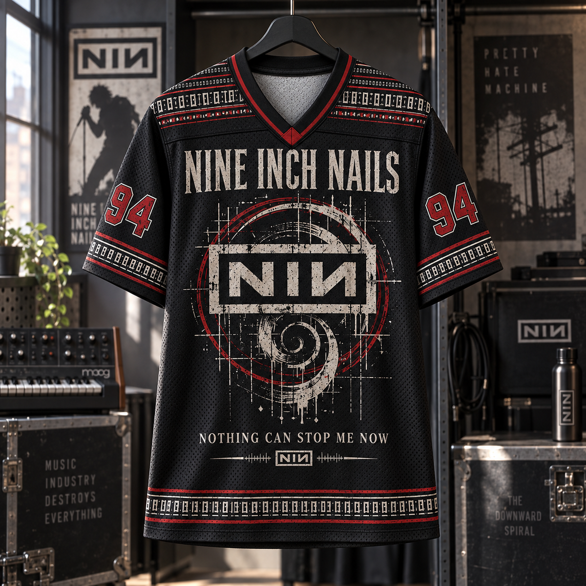 Nine Inch Nails Jersey, NIN 1994 Industrial Rock Graphic Shirt, Alternative Metal Band Jersey Gift
