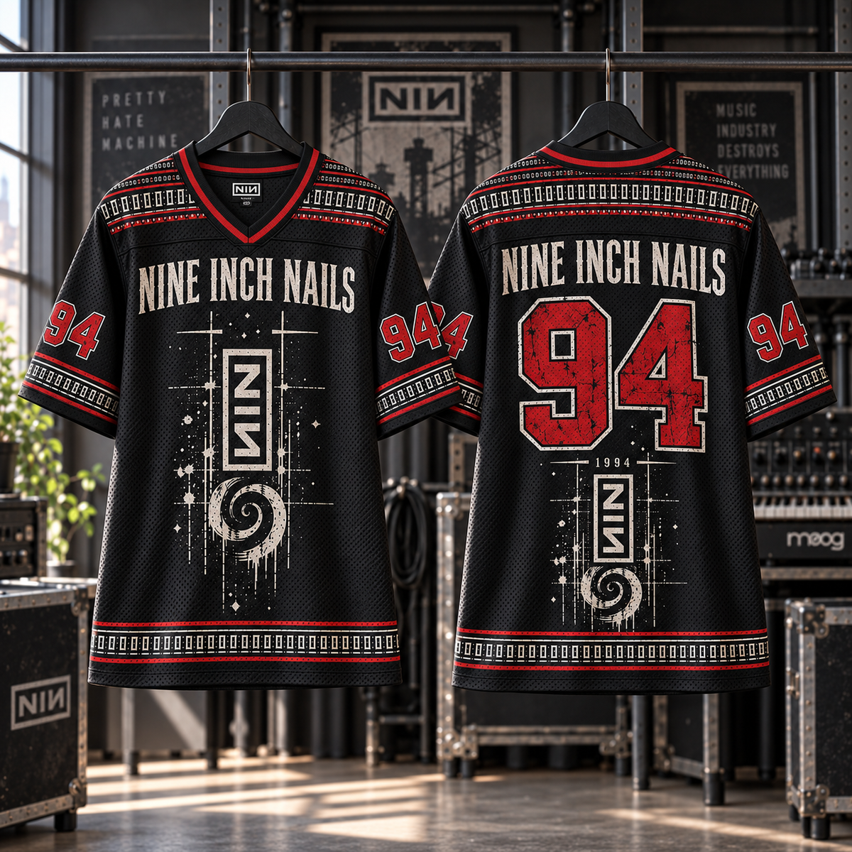 Nine Inch Nails Jersey, NIN 1994 Industrial Rock Graphic Shirt, Alternative Metal Band Jersey Gift