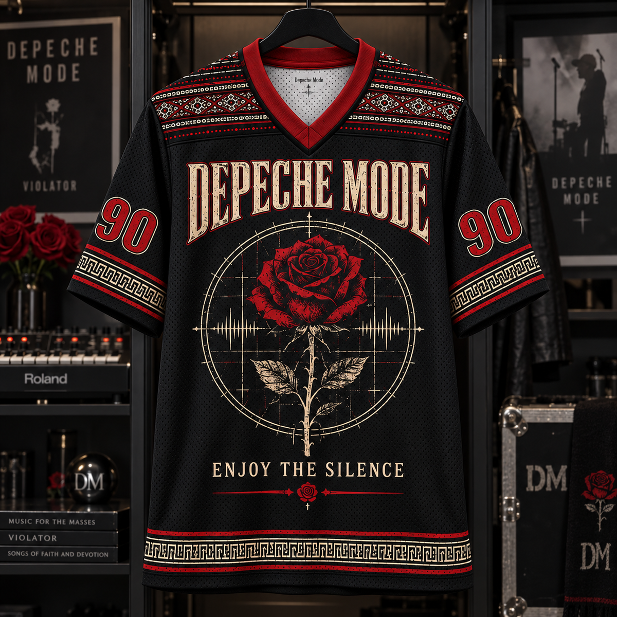 Depeche Mode Jersey, Enjoy the Silence Rose Graphic Shirt, Violator Synth Pop Band Jersey Gift