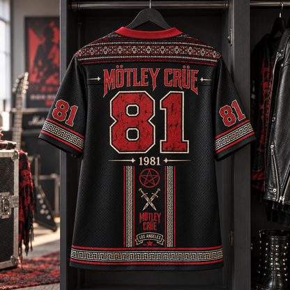 Mötley Crüe Jersey, Kickstart My Heart Pentagram Graphic Shirt, Heavy Metal Rock Band Jersey Gift