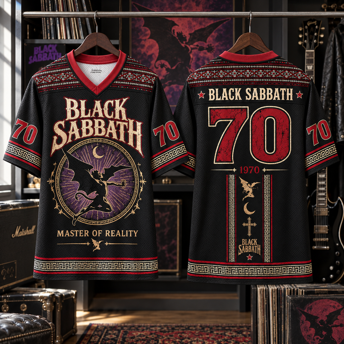 Black Sabbath Jersey, Master of Reality Demon Graphic Shirt, Vintage Heavy Metal Band Jersey Gift