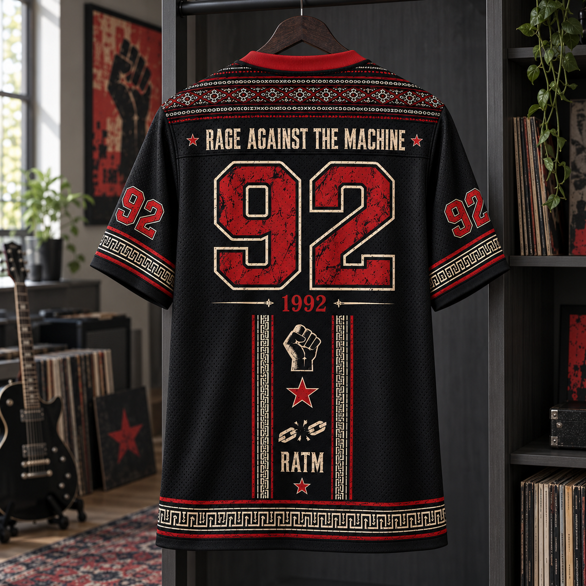Rage Against the Machine Jersey, Bulls on Parade Raised Fist Graphic Shirt, Alternative Metal Rock Band Jersey Gift