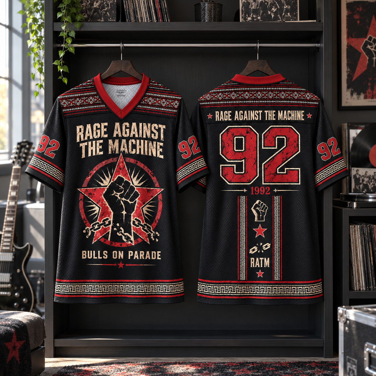 Rage Against the Machine Jersey, Bulls on Parade Raised Fist Graphic Shirt, Alternative Metal Rock Band Jersey Gift