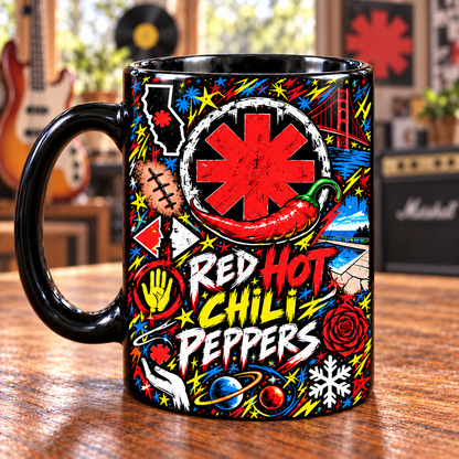 Red Hot Chili Peppers Graffiti Mug, Californication Rock Coffee Cup, Under the Bridge RHCP Music Gift, Alternative Rock Fan Mug