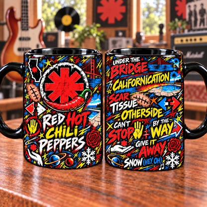Red Hot Chili Peppers Graffiti Mug, Californication Rock Coffee Cup, Under the Bridge RHCP Music Gift, Alternative Rock Fan Mug
