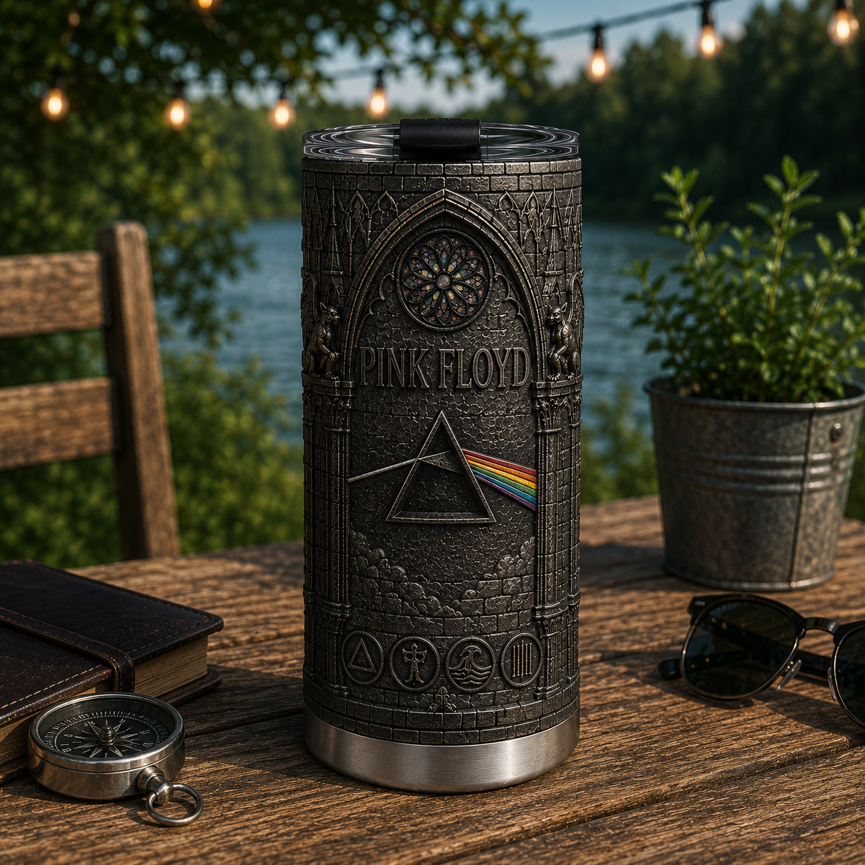 Pink Floyd 3D Printed Stainless Steel Tumbler, Dark Side of the Moon Gothic Rock Travel Cup, Music Fan Gift