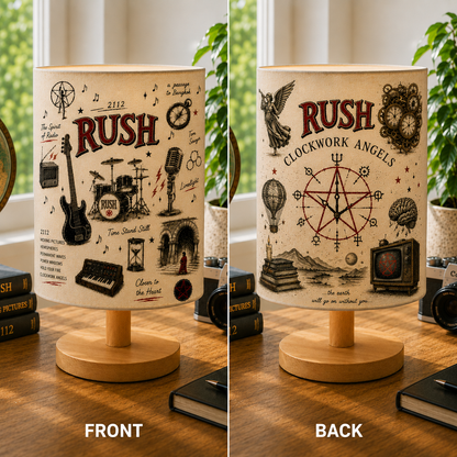 Rush Sketch Fabric Table Lamp – Progressive Rock Wooden Bedside Lamp Decor Gift