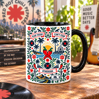 Red Hot Chili Peppers Nordic Folk Mug, Under the Bridge Californication Coffee Cup, Alternative Rock Band Gift