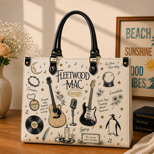 Fleetwood Mac Sketch Icon Handbag, Tote Bag and Wallet Set, Rumours Inspired Vintage Music Lover Gift, Classic Rock Fan Accessories