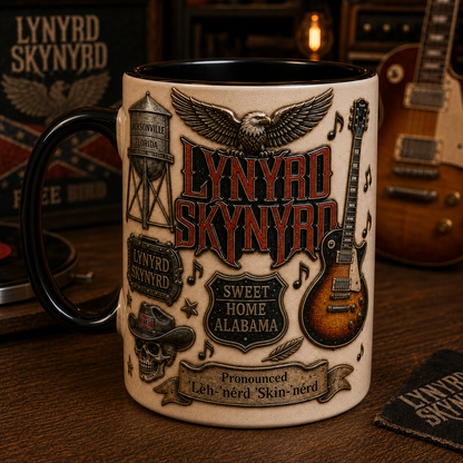 Lynyrd Skynyrd Mug – Free Bird & Sweet Home Alabama Coffee Cup, Southern Rock Gift for Fans