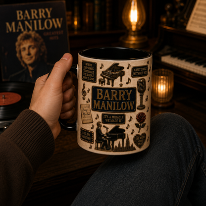 Barry Manilow Mug – Can’t Smile Without You Coffee Cup, Music Lover Gift for Barry Manilow Fans