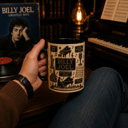Billy Joel Mug – Piano Man & We Didn’t Start the Fire Coffee Cup, Classic Music Gift for Fans