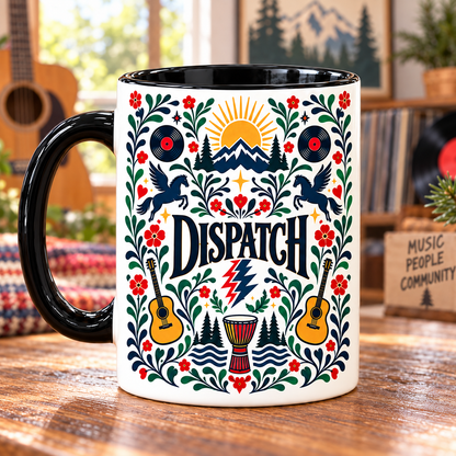 Dispatch Nordic Folk Mug, The General & Flying Horses Coffee Cup, Indie Folk Jam Band Music Gift