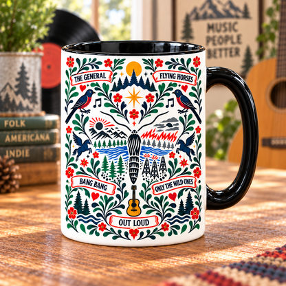 Dispatch Nordic Folk Mug, The General & Flying Horses Coffee Cup, Indie Folk Jam Band Music Gift