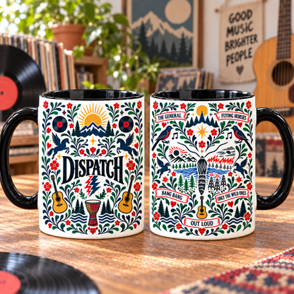 Dispatch Nordic Folk Mug, The General & Flying Horses Coffee Cup, Indie Folk Jam Band Music Gift